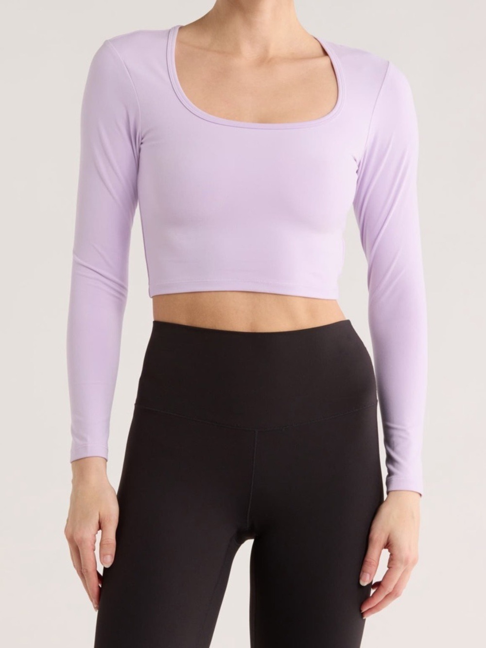 Maje Lavender Long-Sleeve Scoop-Neck Crop Top | Sizes Medium, Large